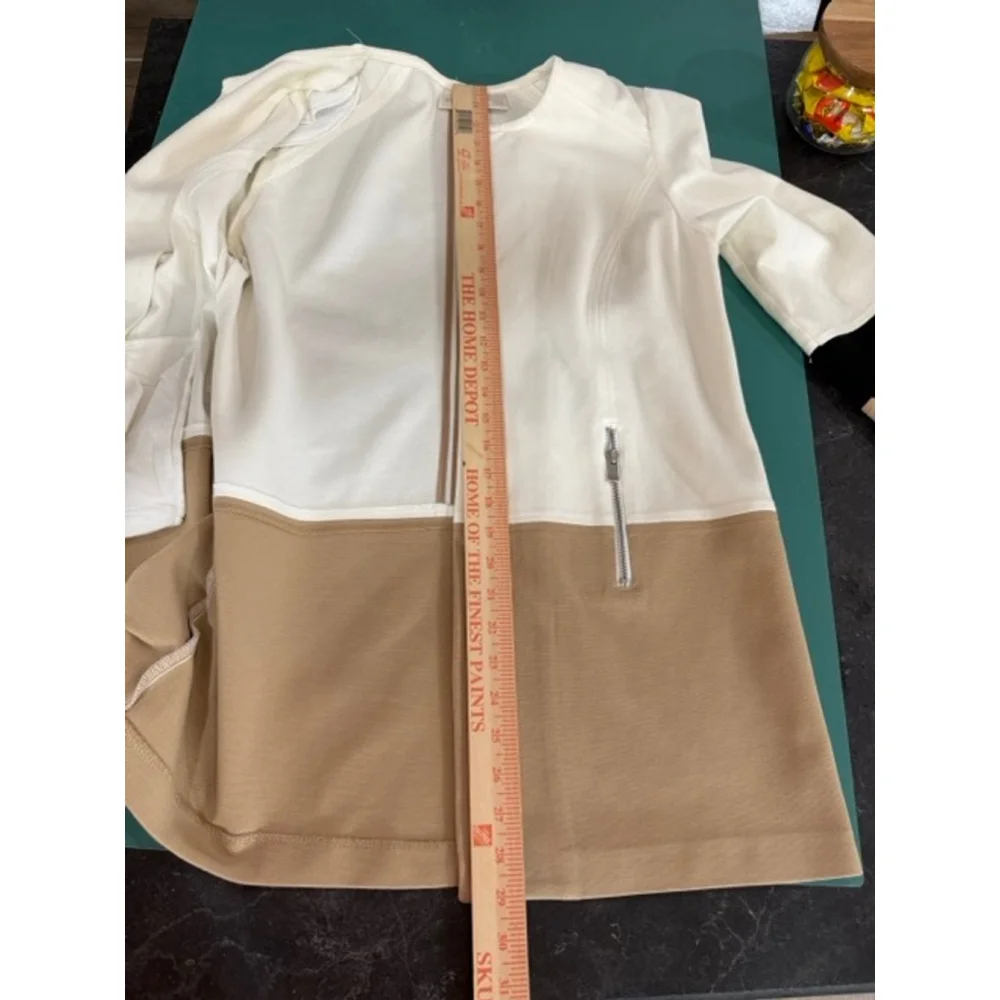 Women's Chico's Colorblock Blazer M Beige White Black‎